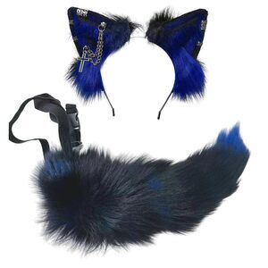 7129 Wolf Ears Tail Set Fox Wolf Headbands Clips Fluffy Cosplay